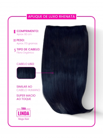 Aplique  Rhenata Mega Hair Tic Tac Preto